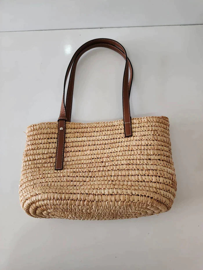 Hand-knitted Straw Woven Bag For Women's Fashion Bucket Beach